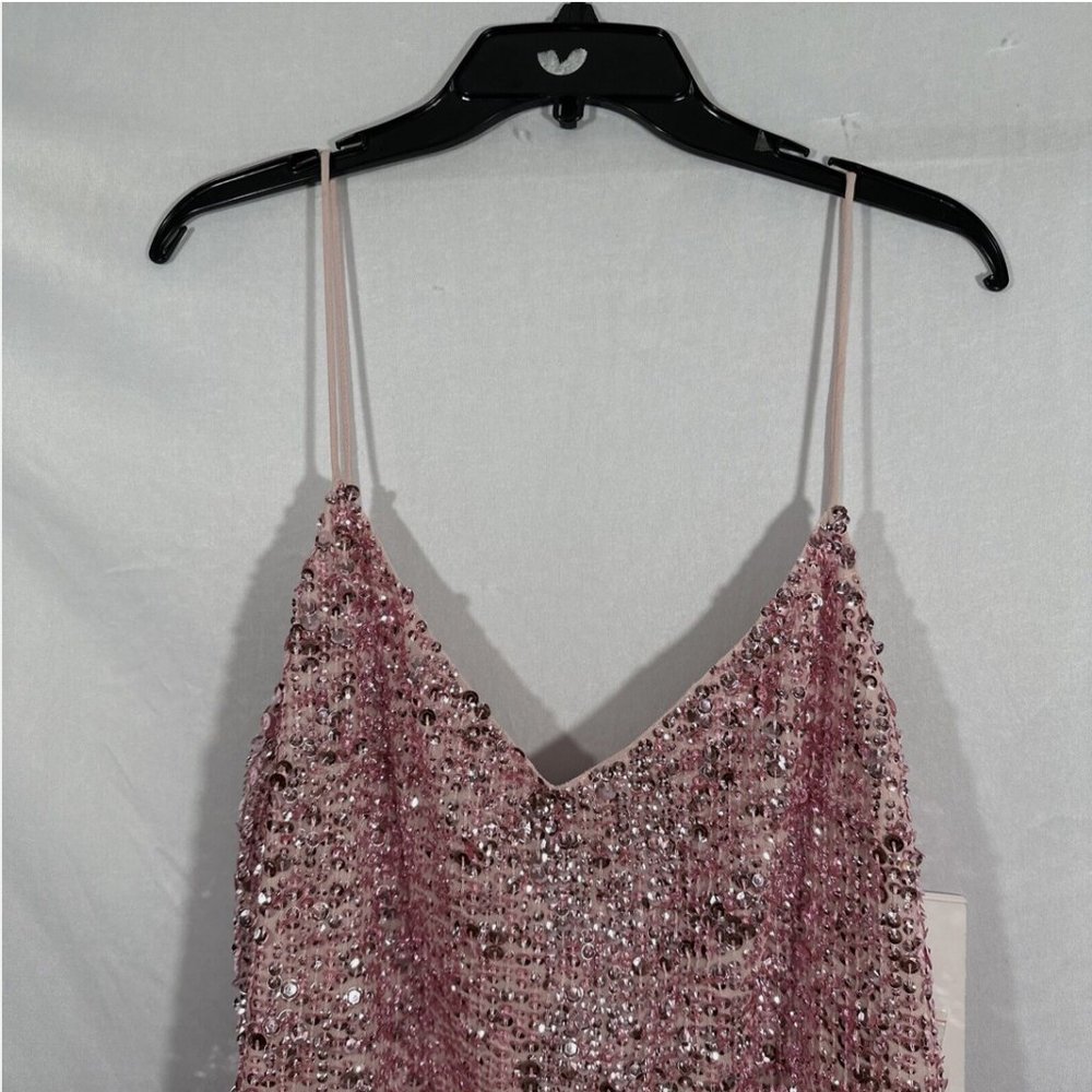 NWT $298 Mac Duggal‎ [ 12 ] Sequin Cocktail Slip Mini Dress Raspberry Pink Q592 - Picture 7 of 16